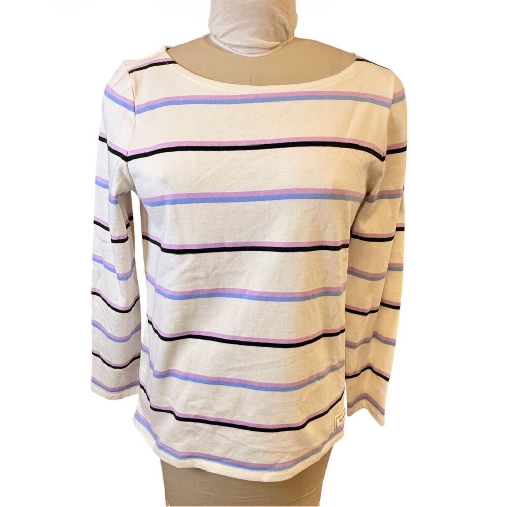 Talbots Striped Cotton Multicolor Long Sleeve Boatneck Pullover Shirt LP Set of - Picture 8 of 16